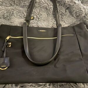 Tumi Voyager Elegant Black Tote with Gold Accents